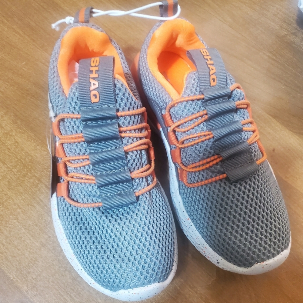 SHAQ Gray and Orange Sneakers